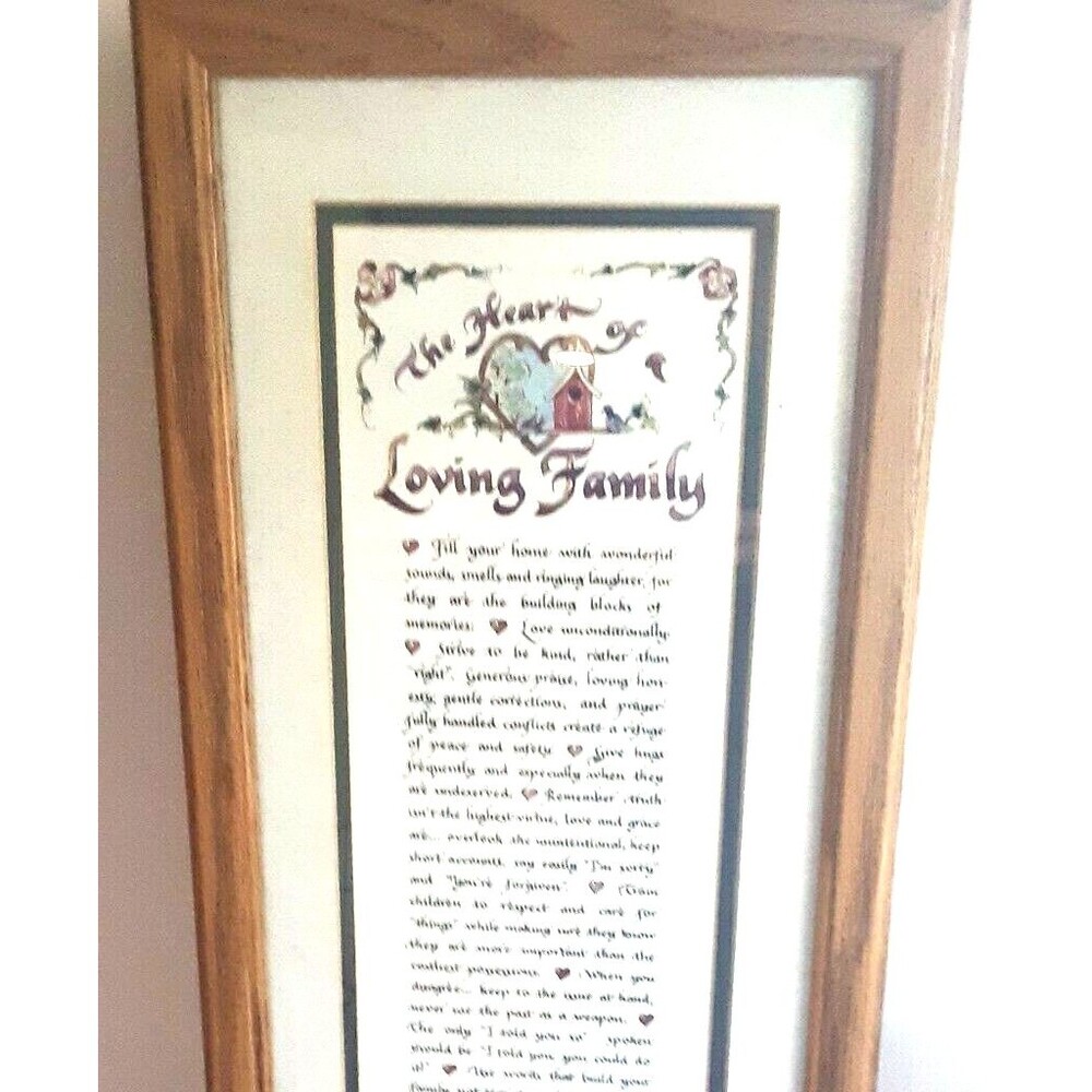 Loving Family Wall Hanging Horizontal Piece Framed Farm Cottage Prayer